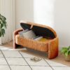 Ottoman Oval Storage Bench, 3D Lamb Fleece Bench With Large Storage Space For The Living Room, Entryway And Bedroom - Brown - Image 5