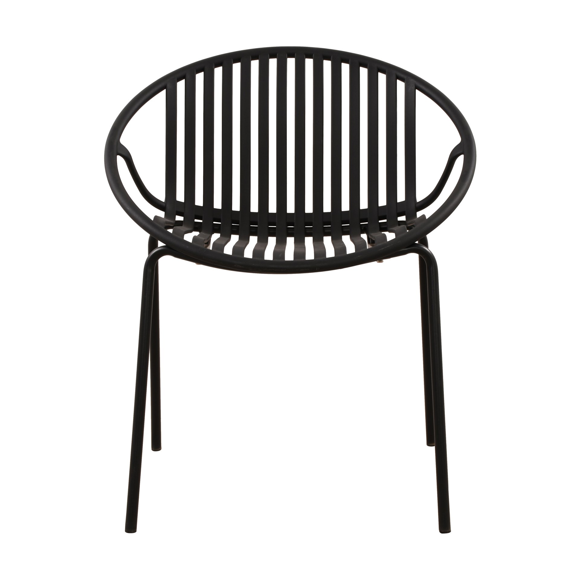 Modern Simple Art Style Patio Dining Chairs With Breathable Design, Metal Legs And Plastic Backrest (Set of 2) - Black - Image 8