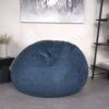 Comfortable High Density Shredded Foam Bean Bag Chair With Removable Microsuede Cover - Midnight Blue - Image 4