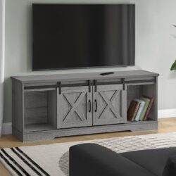 TV Stand, Console, Media Entertainment Center, Storage Cabinet, Transitional - Gray