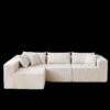 Corduroy Modular L Shaped Sectional Sofa, Luxury Floor Couch Set, 4 Piece Free Combination - Beige - Image 7