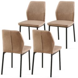 Dining Chairs Living Room Chair Modern Kitchen Armless Side Chair With Metal Legs (Set of 4) - Beige