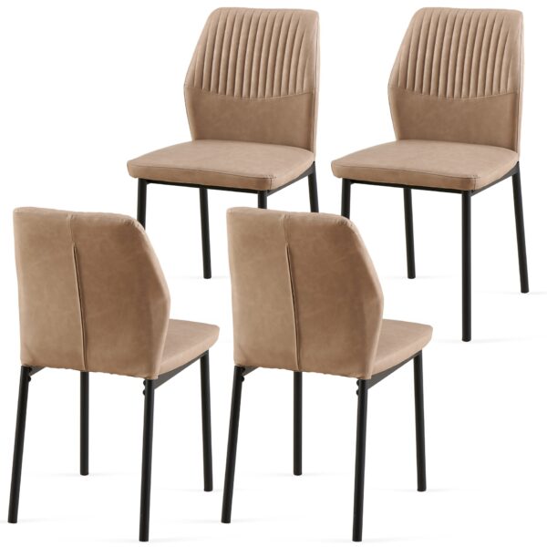 Dining Chairs Living Room Chair Modern Kitchen Armless Side Chair With Metal Legs (Set of 4) - Beige