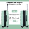 Luggage Set Of 5 Pieces, Expandable Hard Pc Luggage Set With Tsa Lock For Rotating Wheels, Lightweight Rolling Luggage - Light Green - Image 6