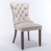 Nikki - Modern, High-End Tufted Solid Wood Contemporary Velvet Upholstered Dining Chair With Wood Legs Nailhead Trim (Set of 2) - Beige - Image 4