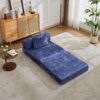 Convertible Floor Sofa Bed With Fixed Shape Frame For Living Room - Dark Blue - Image 10
