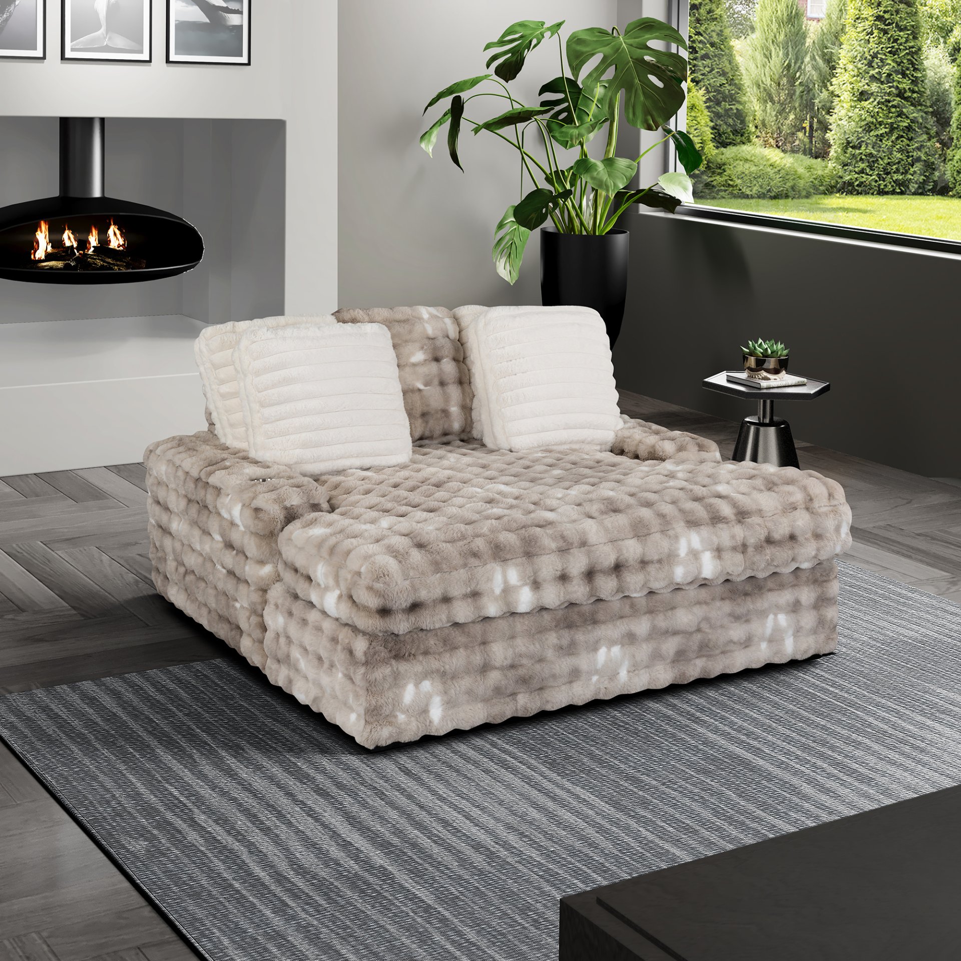 Julia - Lounger Sofa With USB - Gray - Image 2