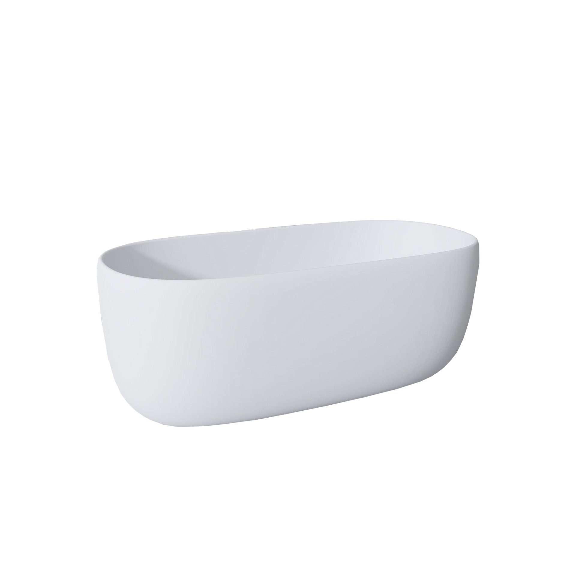 Freestanding Bathtub Resin Stone Soaking Bathtub Solid Surface Modern Tubs With Overflow And Pop-Up Drain - Matte White - Image 11