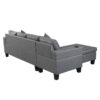 Modern Sectional Sofa Set With L Shape Chaise Lounge, Cup Holder, 4 Seat - Gray - Image 7