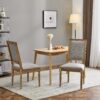 French Country Dining Chairs (Set of 2) Elegant Cane Backrest & Upholstered Seats Solid Rubberwood Frame - Grayish Green - Image 5
