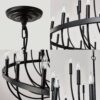 24 Light Chandelier Industrial Iron Candle Chandelier Modern Suspended Farmhouse Chandeliers Pendant Light Fixtures For Dining Room Bedroom Living Room Kitchen Island Foyer E12 Bulb (No Include) - Black - Image 12