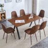 Herringbone Pattern Dining Table A Perfect Match For Modern Minimalist And Industrial Home Styles - Walnut - Image 6