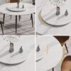 59.05" Modern Artificial Stone Round Metal Dining Table, Can Accommodate 6 People Artificial Stone Turntable - White / Black - Image 4