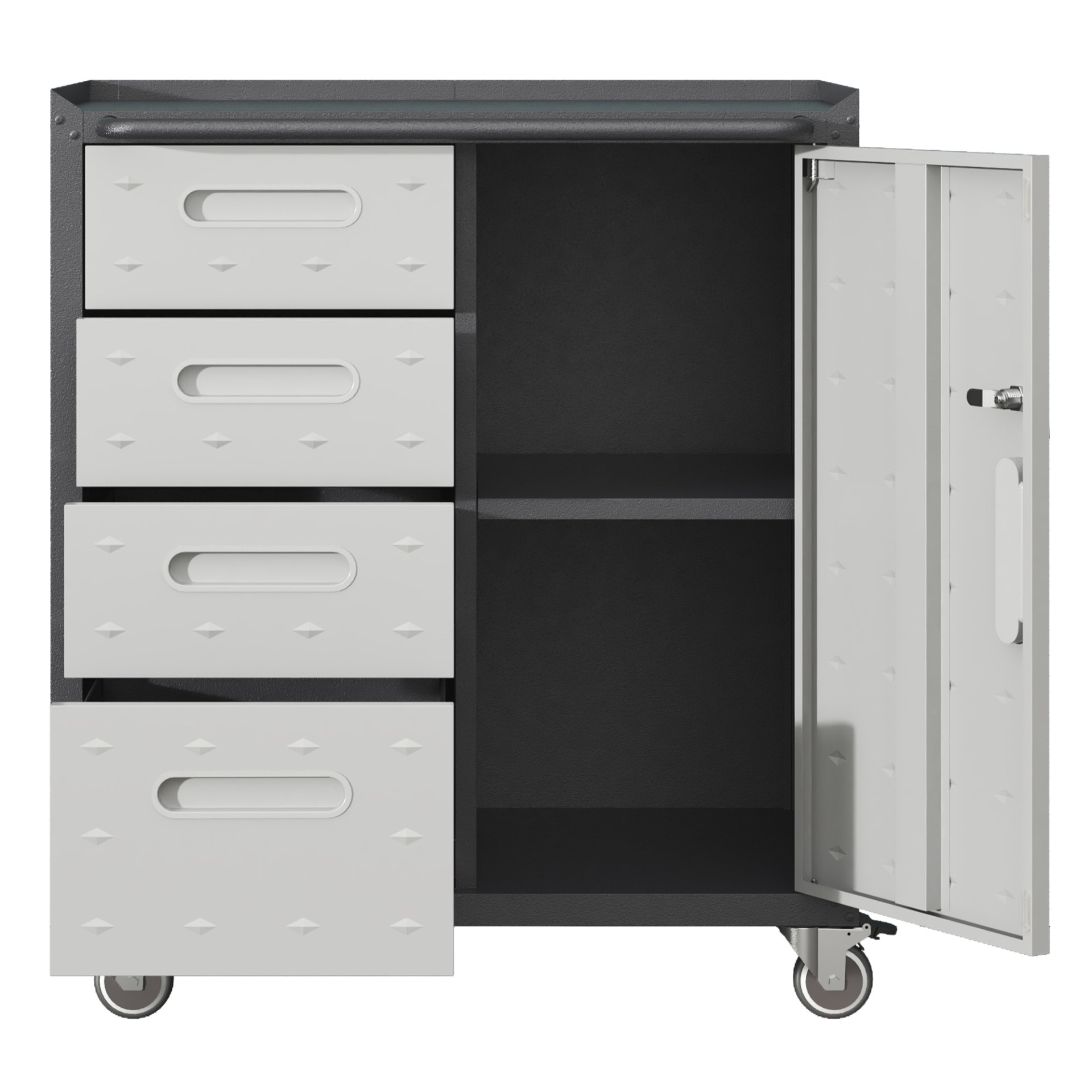 Sturdy Metal Tool Storage Cabinet With Wheels Durable Garage, Office & Home Organizer Steel - White - Image 12