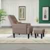 Living Room Sofa Single Chair And Ottoman, Modern Multi-Function Fabric Living Room Sofa Lounge Chair Bed And Stool. Soft Leisure Single Chair Adjustable Into 5 Angles With Sofa Bed - Gray - Image 4