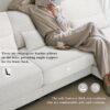 Oversized Deep Seat Sectional Sofa With Reversible Chaise, Loop Yarn Fabric 5 Seat Armless Indoor Furniture, Convertible L-Shaped Couch - Cream - Image 14