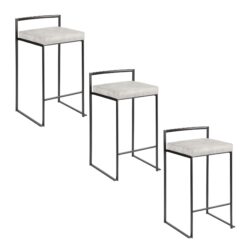 Fuji - Contemporary Stackable Counter Stool (Set of 3) - Black / Light Gray