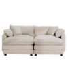 Light Corduroy 2 Seater Sofa With Ottoman Sofa Bed Functionality For Small Living Spaces - Beige - Image 13