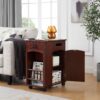 Traditional End Table With Charging Station, Narrow Side Table With USB Ports And Outlets - Red Walnut - Image 6