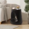 Mgo Hollow Side Table With Wood Like Texture, Durable And Weather Resistant - Black - Image 4