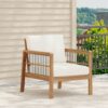 Club Chair With Slat Panel Design - Teak / Beige - Image 7