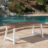 Outdoor Sandblast Acacia Wood Dining Table With Rustic Metal Frame, Weather Resistant - Brown White - Image 5