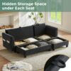 Upholstered L Shaped Sectional Sofa With Storage, Movable Ottoman, And 6 Throw Pillows - Black - Image 6