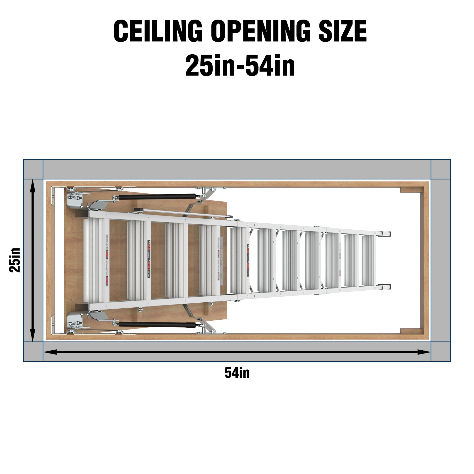 Household Aluminum Attic Ladder 25" x 54", 375 Lbs Capacity, 7'8" -10'3" Ceiling Height - Gray - Image 5