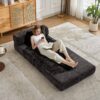 Convertible Floor Sofa Bed With Fixed Shape Frame For Living Room - Black - Image 9