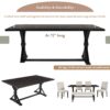 Farmhouse 6 Piece Dining Table Set With Rectangular Wood Table, 4 Upholstered Chairs, Bench - Espresso - Image 8