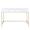 Ottey - High Gloss Gold Writing Desk - White - Image 3