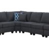 Cooper - 6 Piece Reversible L-Shape Sectional Sofa & Cupholder - Stone Gray - Image 2