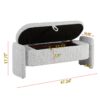 Ottoman Oval Storage Bench, 3D Lamb Fleece Bench With Large Storage Space For The Living Room, Entryway And Bedroom - Silver - Image 3