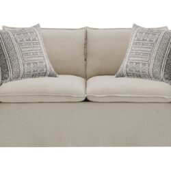 Upendo - Pattern Linen Loveseat With 2 Toss Pillows - Beige