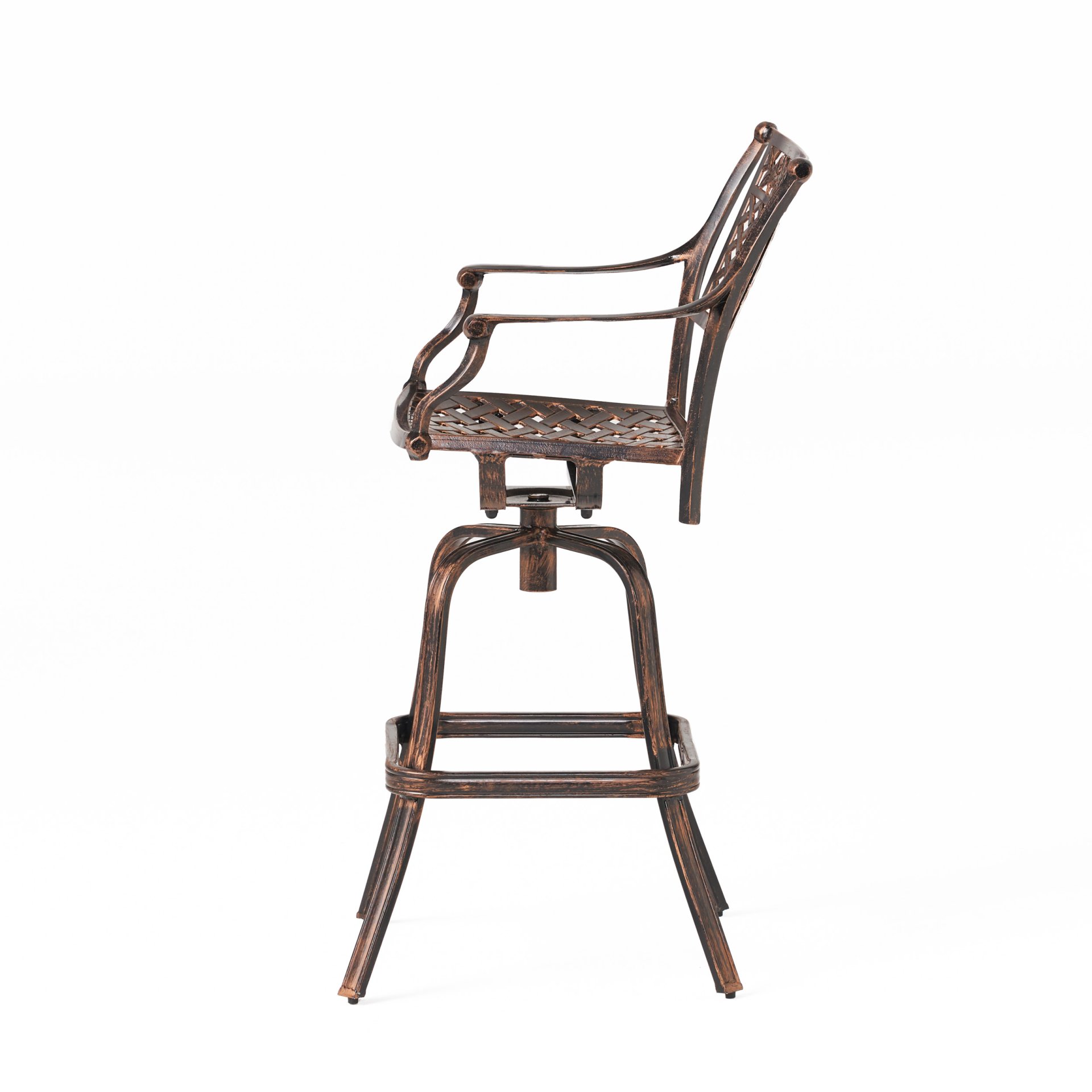 Cast Aluminum Swivel Bar Stool With Footrest - Copper - Image 7