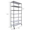 7 Tier Metal Shelf Wire Shelving Unit, 2450Lbs Heavy Duty Adjustable Storage Rack With Wheels & Shelf Liners For Closet Kitchen Garage Basement Commercial Shelving - Black - Image 5