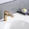 Modern Single Handle Lavatory Basin Sink Faucet With Aerated Stream - Brushed Gold - Image 5