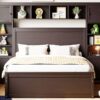 Full Size Bed With All In One Cabinet, Shelf And Sockets, Twin Size Trundle - Espresso - Image 18