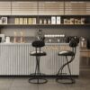 Bar Stools Upholstered Counter Height Barstools For Kitchen Island (Set of 2) Modern Leather Dining Chairs With Footrest - Black - Image 5