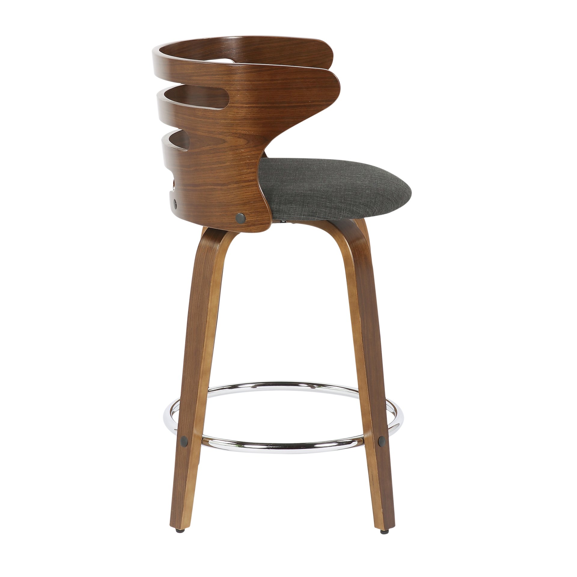Cosini - Mid-Century Modern Counter Stool With Swivel (Set of 2) - Walnut / Charcoal - Image 3