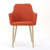 Mid Century Modern Fabric Upholstered Dining Chairs Armchairs - Muted Orange - Image 7