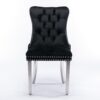 Nikki - Modern, High-End Tufted Solid Wood Contemporary Velvet Upholstered Dining Chair With Chrome Stainless Steel Plating Legs, Nailhead Trim (Set of 2) - Black / Chrome - Image 3