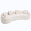 4 Seater Sofa With Chenille Fabric, 30D, 60 Hardness Full Sponge, 4 Pillow For Living Room, Home Furniture Sleeper Sectional Sofa For Apartment - White - Image 13