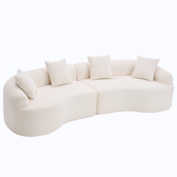 4 Seater Sofa With Chenille Fabric, 30D, 60 Hardness Full Sponge, 4 Pillow For Living Room, Home Furniture Sleeper Sectional Sofa For Apartment - White