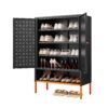 Gjg Hua - Shoe Cabinet With Ergonomic Steel Handle And Breathable Butterfly Door - Black - Image 13
