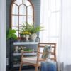 Large Arched Accent Mirror With Frame With Decorative Window Look Classic Architecture Style Solid Fir Wood Interior Decor - Brown - Image 8