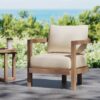 Outdoor Acacia Wood Patio Club Chair, Patio Furniture, Waterproof Thick Cushion Deep Seating For Porch, Weight Capacity 400Lbs - Brown Wash / Beige - Image 2