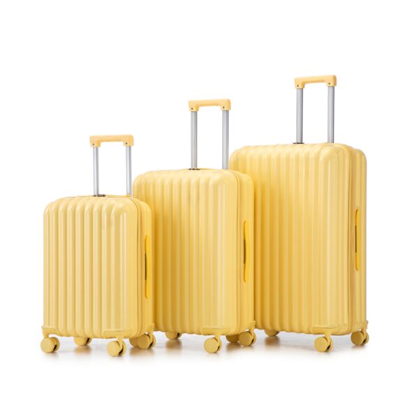 20" / 24" / 28" 3 Pieces / Set Spinner Wheel Luggage, Carry On Suitcase, With Cup Holder & USB Port & Phone Holder - Yellow