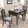 3 Piece Kitchen Dining Set With Drop Leaf Dining Table And 2 Dining Upholstered Chairs, Dining Room Set For Small Places - Espresso - Image 2