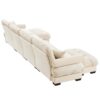 Modern Velvet U Shaped Sectional Sofa With Movable Ottomans Upholstered 4 Seater With Bolstered Armrests And Pillows - Cream - Image 12